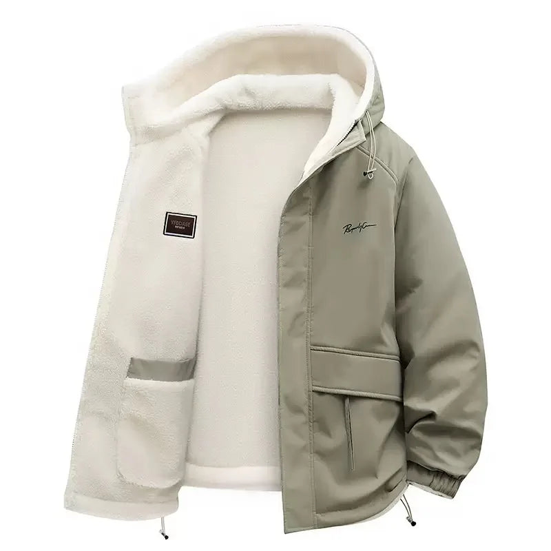 Men’s Fleece-Lined Hooded Winter Jacket