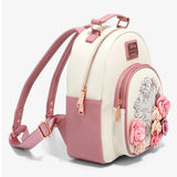 Loungefly Beauty and The Beast Floral Sketch Mini Backpack Shoulder Bag Travel Bag Student Backpack Birthday Gift