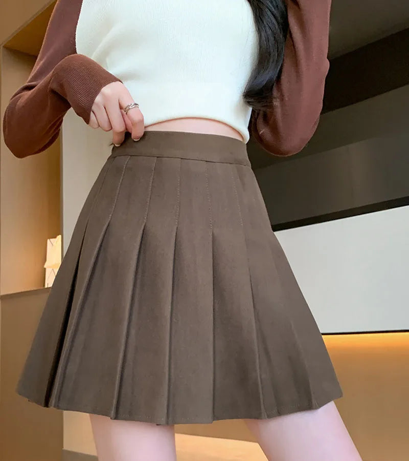 High-Waist Pleated Mini Skirt