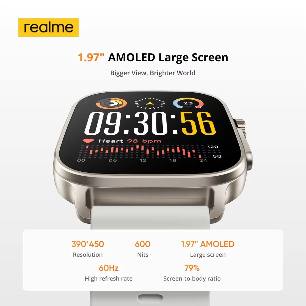 realme Watch 5 – 1.97" AMOLED GPS Smart Watch, 14-Day Battery