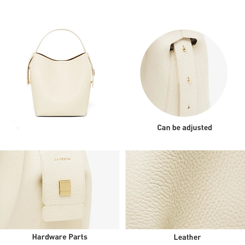 LA FESTIN Original Brand Genuine Leather Ladies Handbag Shoulder Crossbody Bag Portable Bucket Bag Female Bags Women's Bag