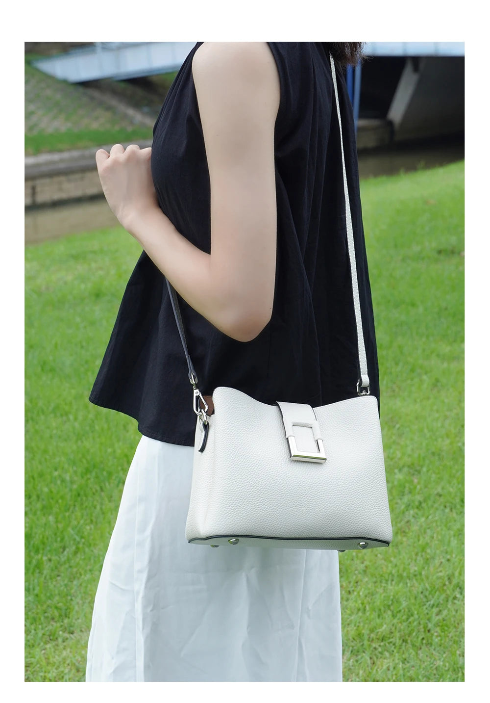 Zency Genuine Leather Bucket Shoulder Bag for Women