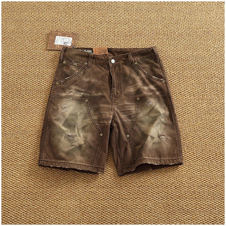 Men's Vintage Washed Cargo Shorts | Textured Cotton