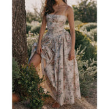 Floral Print Spaghetti Strap Midi Sundress - Elegant Boho Chic Summer Beach Dress
