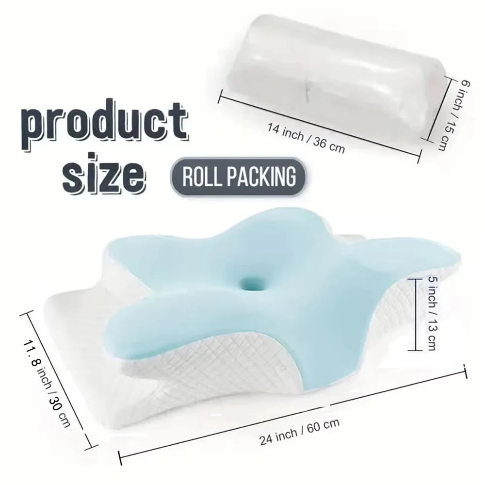 2026 New Solid Color Special-shaped Horn Pillow, Butterfly Pillow Memory Cotton Slow Rebound Neck Protection Sleep Pillow