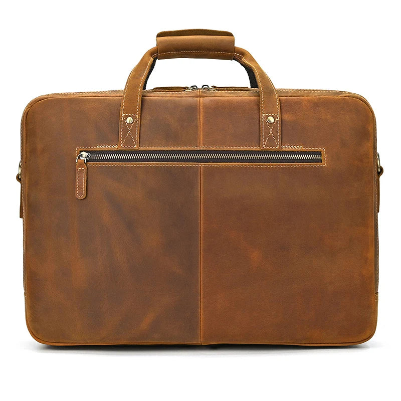 Men Briefcase Genuine Leather Laptop Bag 14 15.6" PC Doctor Lawyer Computer Bag Cowhide Male Briefcase Leather Men Business Bag