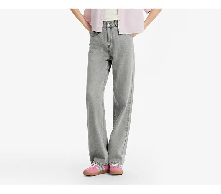 Women's Soft Denim Mid-Rise Wide-Leg Jeans