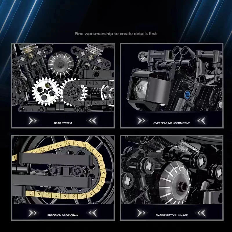 2024 Technical Motorcycle Building Blocks Bricks Duke Harleys Motorbike Racing Car Assemble Model Moc Vehicle Toys for Kids Gift