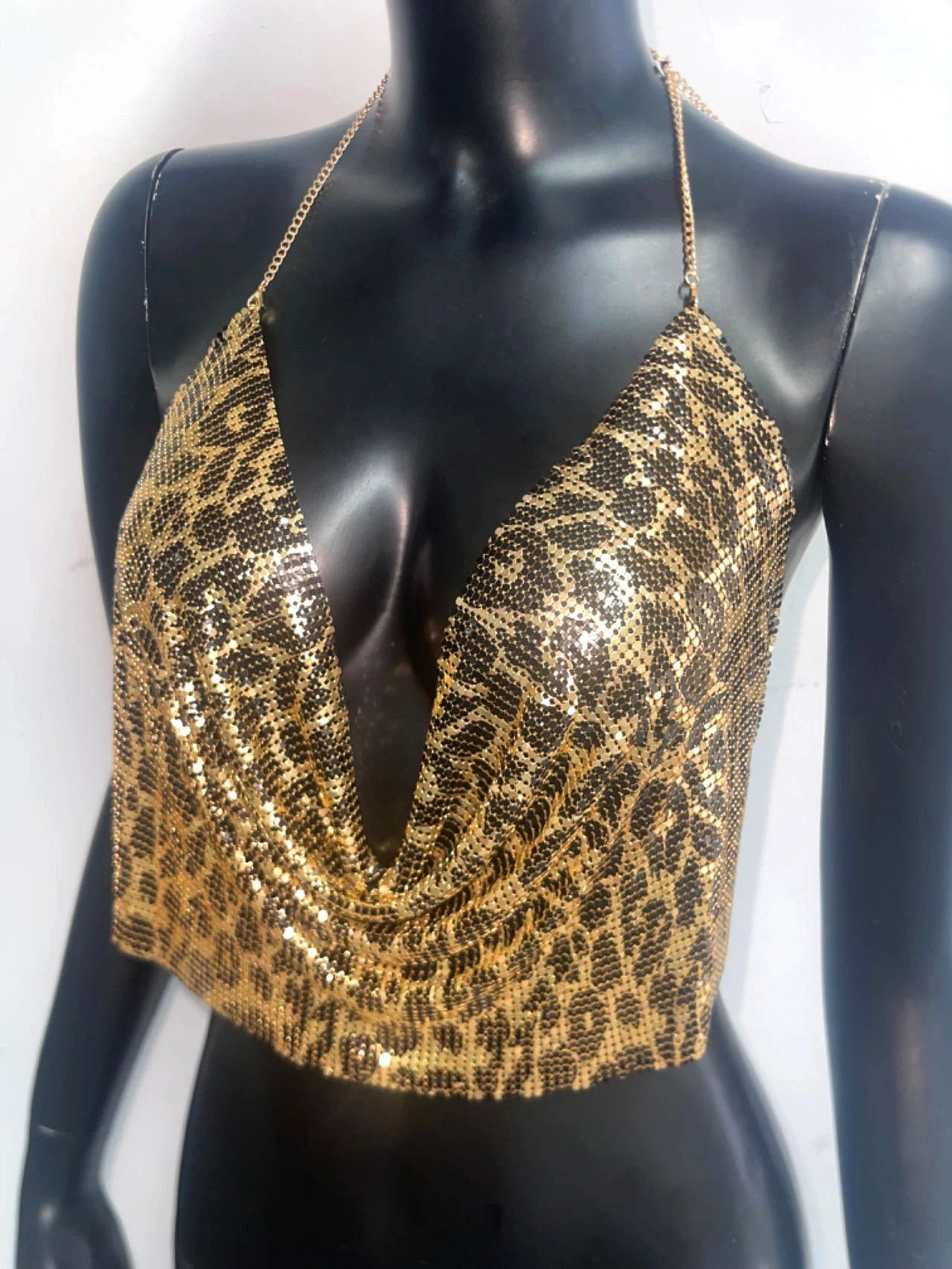Women's Glitter Sequin Halter Top | Backless Camisole