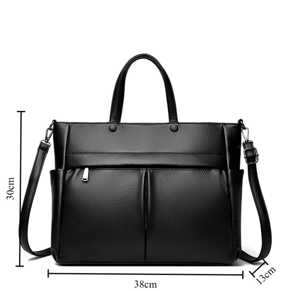 14'' Laptop Business Commuting Handbag Top Quality Materials Ladies Handbag Female Shoulder Bag Put in A4 Magazine and Notebook