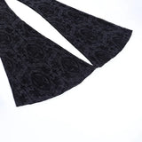 Women's High-Waist Mesh Lace Flare Pants