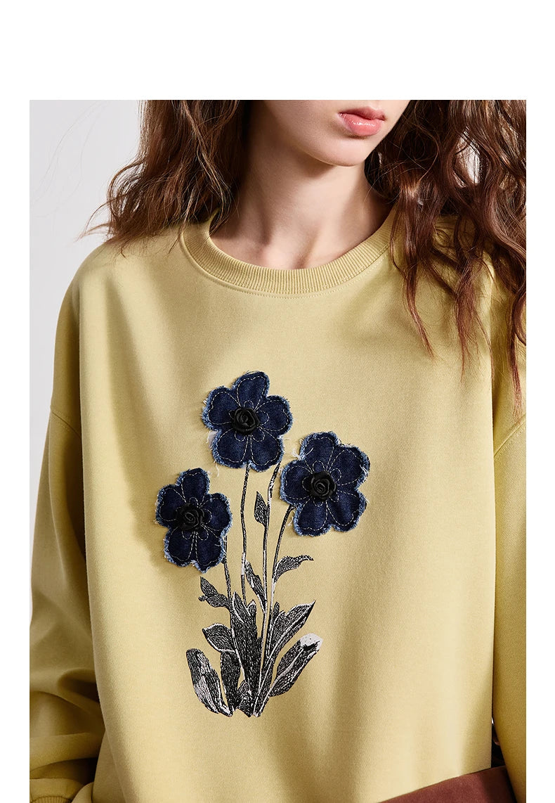 TOYOUTH Women's Relaxed Cotton-Blend Sweatshirt