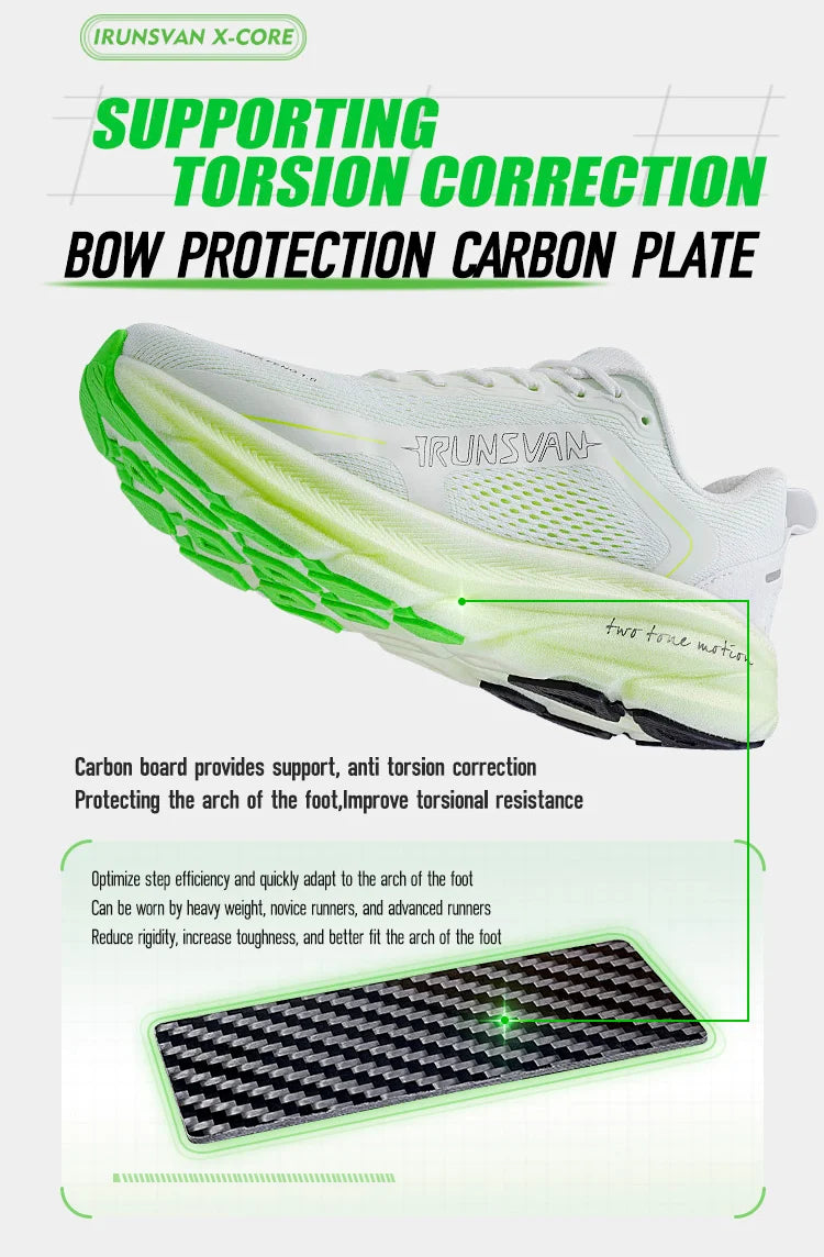 Irunsvan Qfeng1.0 Dual-color Dual-density Carbon Plated Running Shoes Shock-absorbing Lightweight Men's Water-repellent Sports