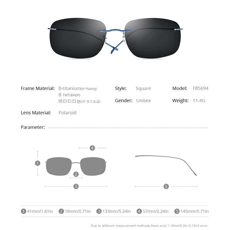 FONEX Titanium Rimless Polarized Sunglasses – Ultralight