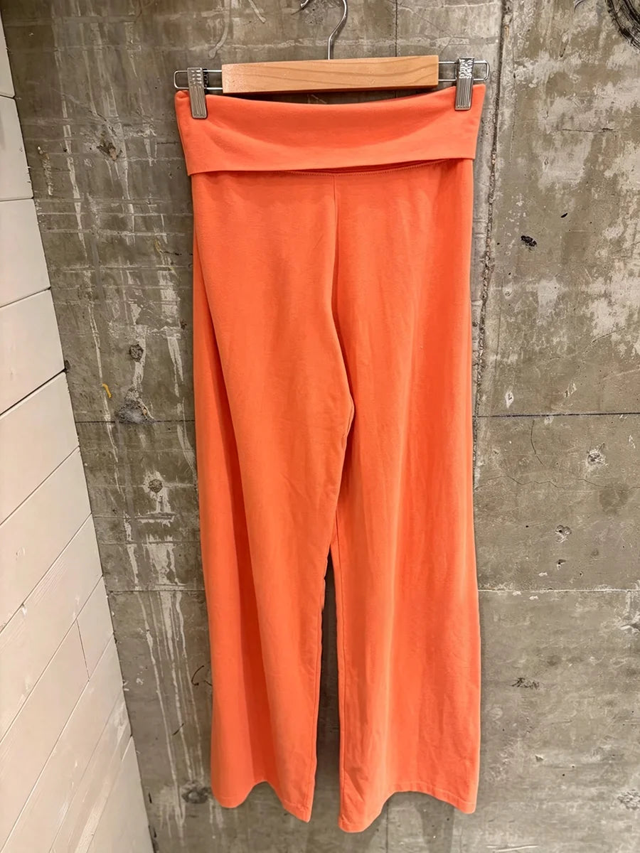 Women's Foldover Low-Rise Straight-Leg Pants