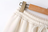 HH Women's Fall 2-Piece Retro Solid Color Zip Bomber Jacket Sweatshirt+High Waist Lace Up Women's Wide Leg Pants Street Wear