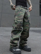 Men's camouflage utility jeans. Multi-pocket design. Stylish and trendy. Loose fit.