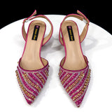 Rhinestone Pointed-Toe Slingback Heels & Bag Set