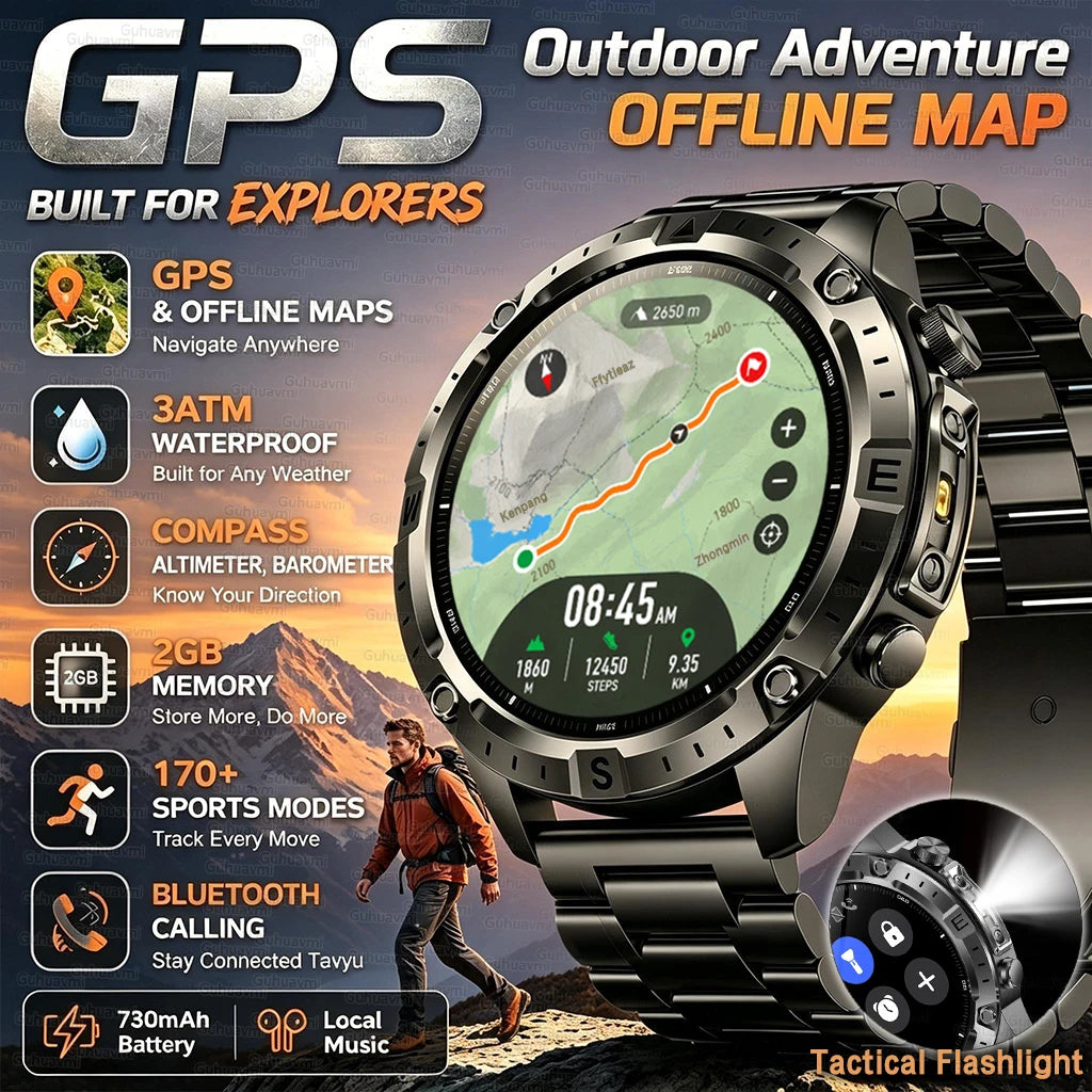 GUHUAVMI TANK Y102 – Military GPS Smart Watch for Men