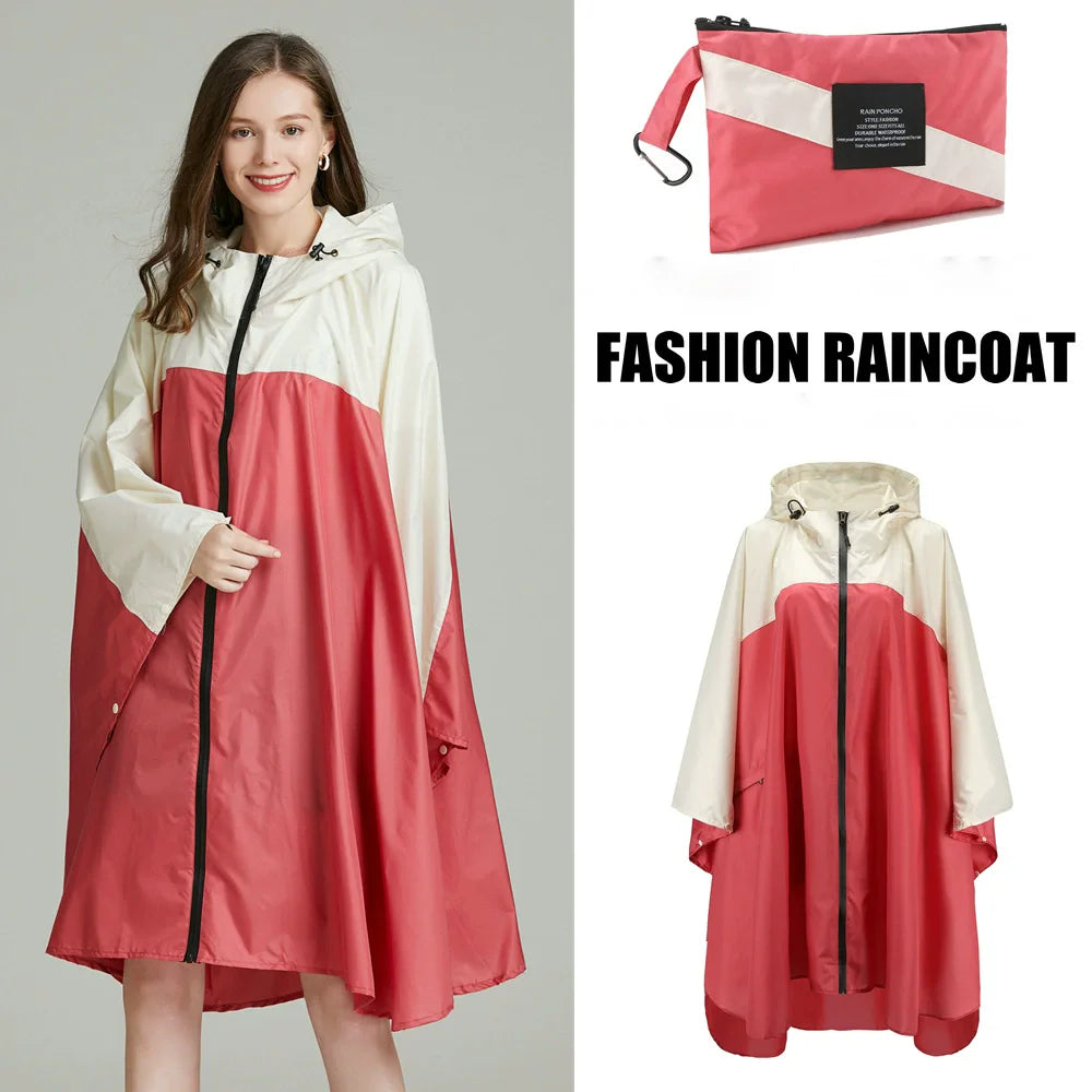 Women's Elegant Waterproof Poncho Raincoat – All Sizes