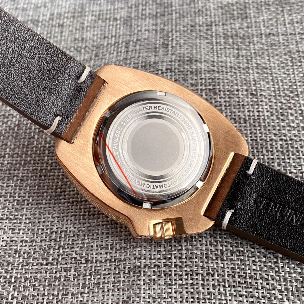 Mother of Pearl Material Green Luminous Dial CuSn8 Solid Bronze Turtle Sapphire Glass Diver Japan NH35 Watch 200m Waterproof