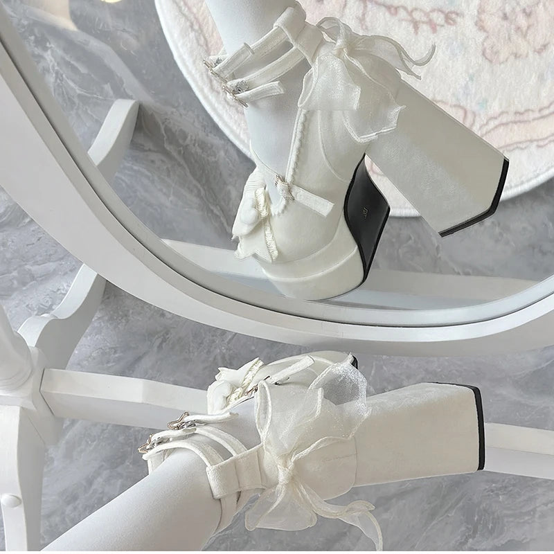 Women's Platform Mary Jane Pumps | Butterfly Strap Heels