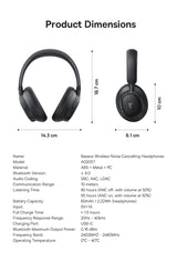 Baseus Bass EH10 NC Wireless Headphones Bluetooth 6.0 Noise Canceling 45dB Over Ear HeadsetSpatial Audio Earphone 80H Time