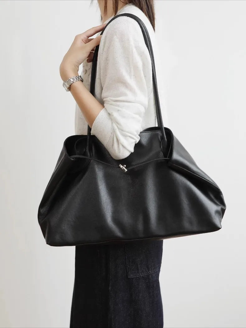 Motingsome Oversized Natural Leather Woman Bags 2025 New Fashion Handbag and Purses Large Capacity Commuter Bag Casual Tote