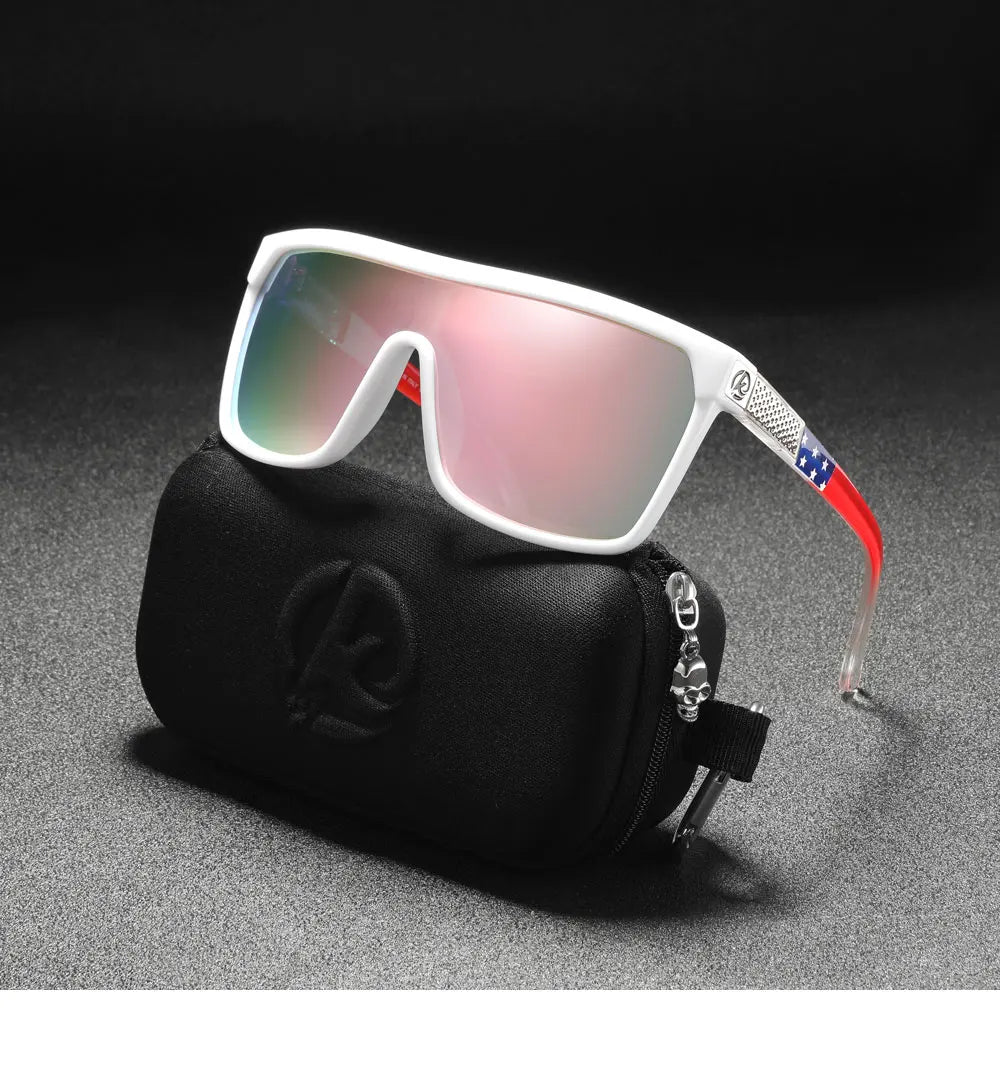 KDEAM One-piece Shape Men Sunglasses Polarized Elastic Paint Surface Sun Glasses Women Suitable Long-lasting Goggles Cat.3