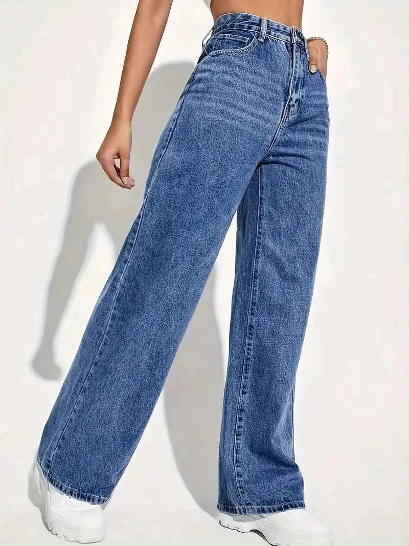 Women's High-Waist Straight Leg Jeans | Retro Y2K