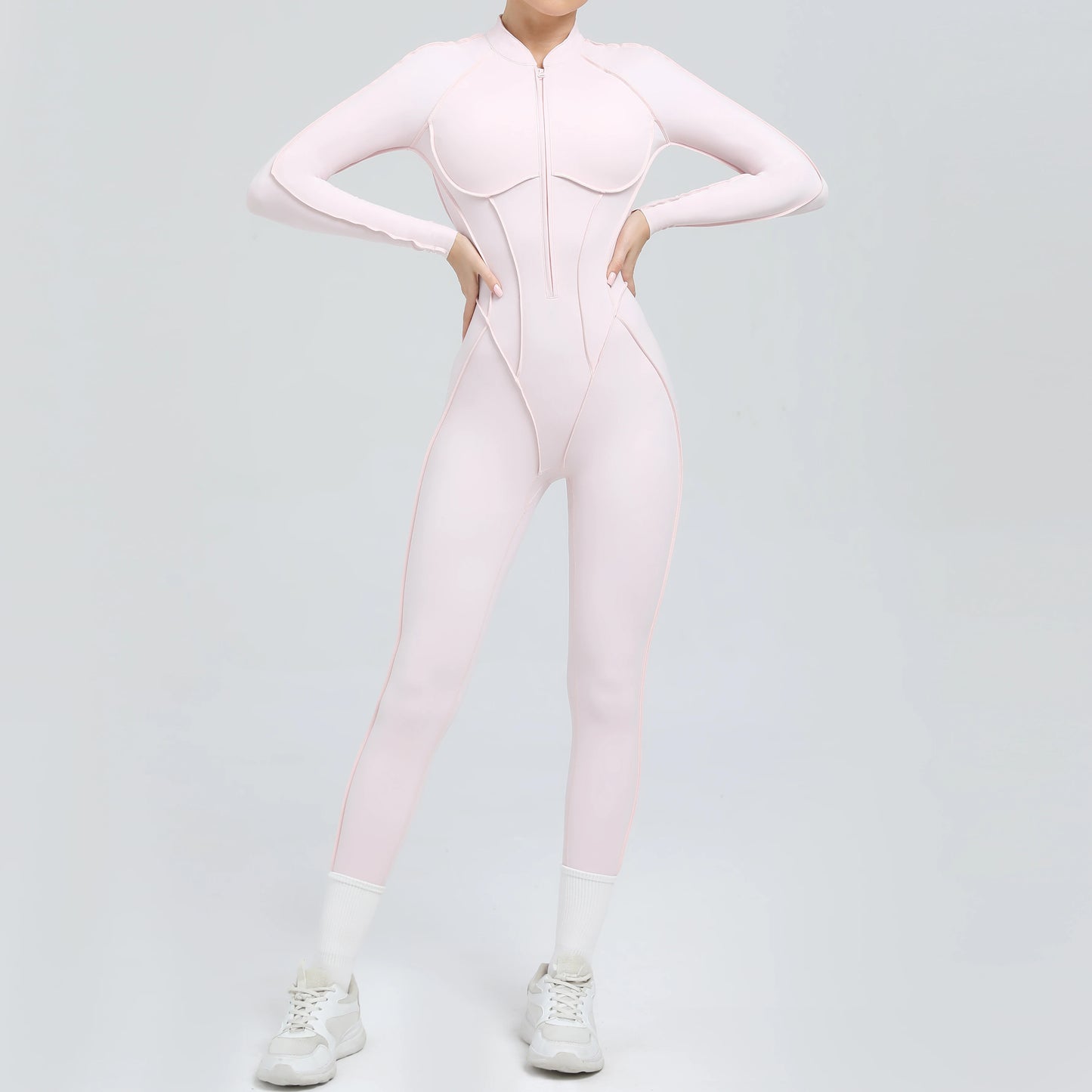 Long Sleeve Zip-Front Yoga Jumpsuit