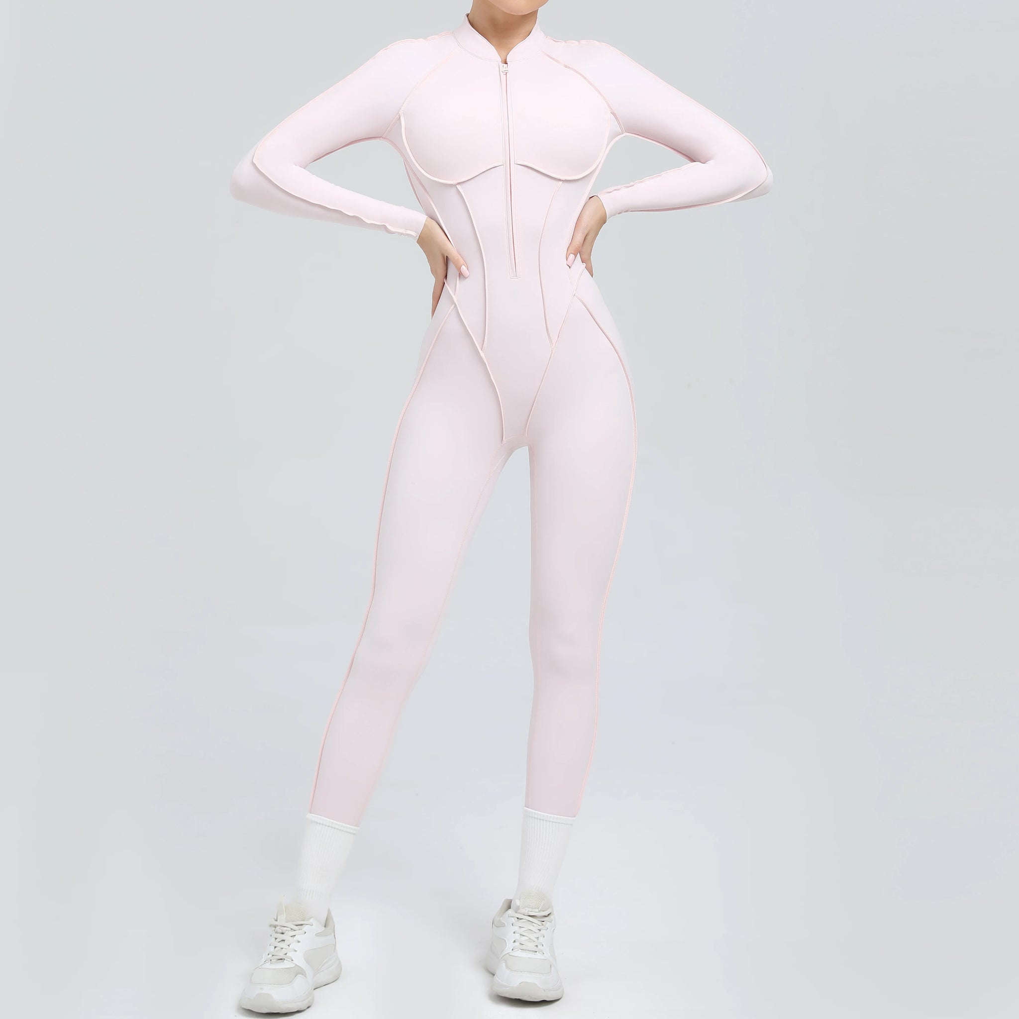 Long Sleeve Zip-Front Yoga Jumpsuit