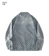 Fashionable Premium Jacquard Washed Denim Jacket for Men - Autumn New Arrival American Vintage Distressed Streetwear Style