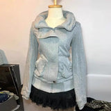 Women's Vintage Gray Zip-Up Sweatshirt