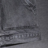 New Men's Loose Workwear Denim Vest with Hood Sleeveless Everyday Versatile Shoulder Pad Jacket Casual Unisex Outerwear