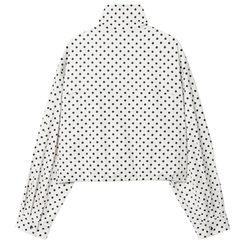HXAO Polka Dot Bomber Jacket – Women's Zip-Up Coat