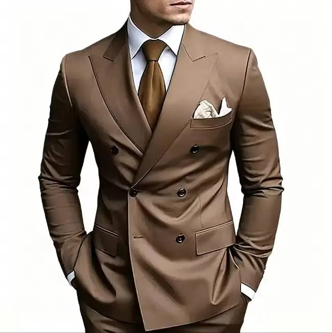 Men’s Double-Breasted Suit for Weddings & Business