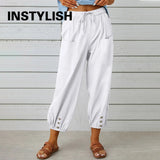 Women's High-Waist Cotton Linen Pants