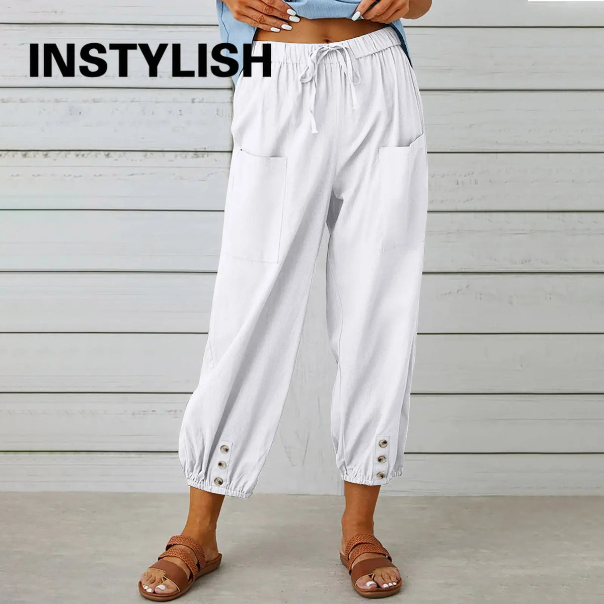 Women's High-Waist Cotton Linen Pants