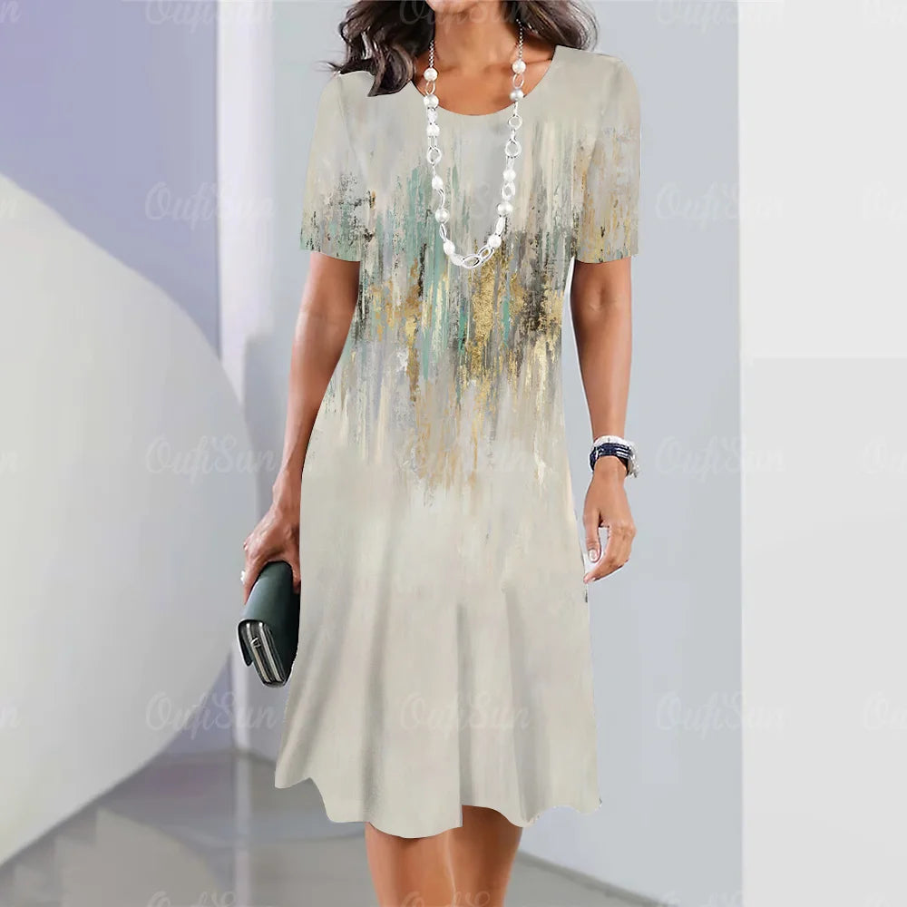 Elegant Graphic Print Midi Dress