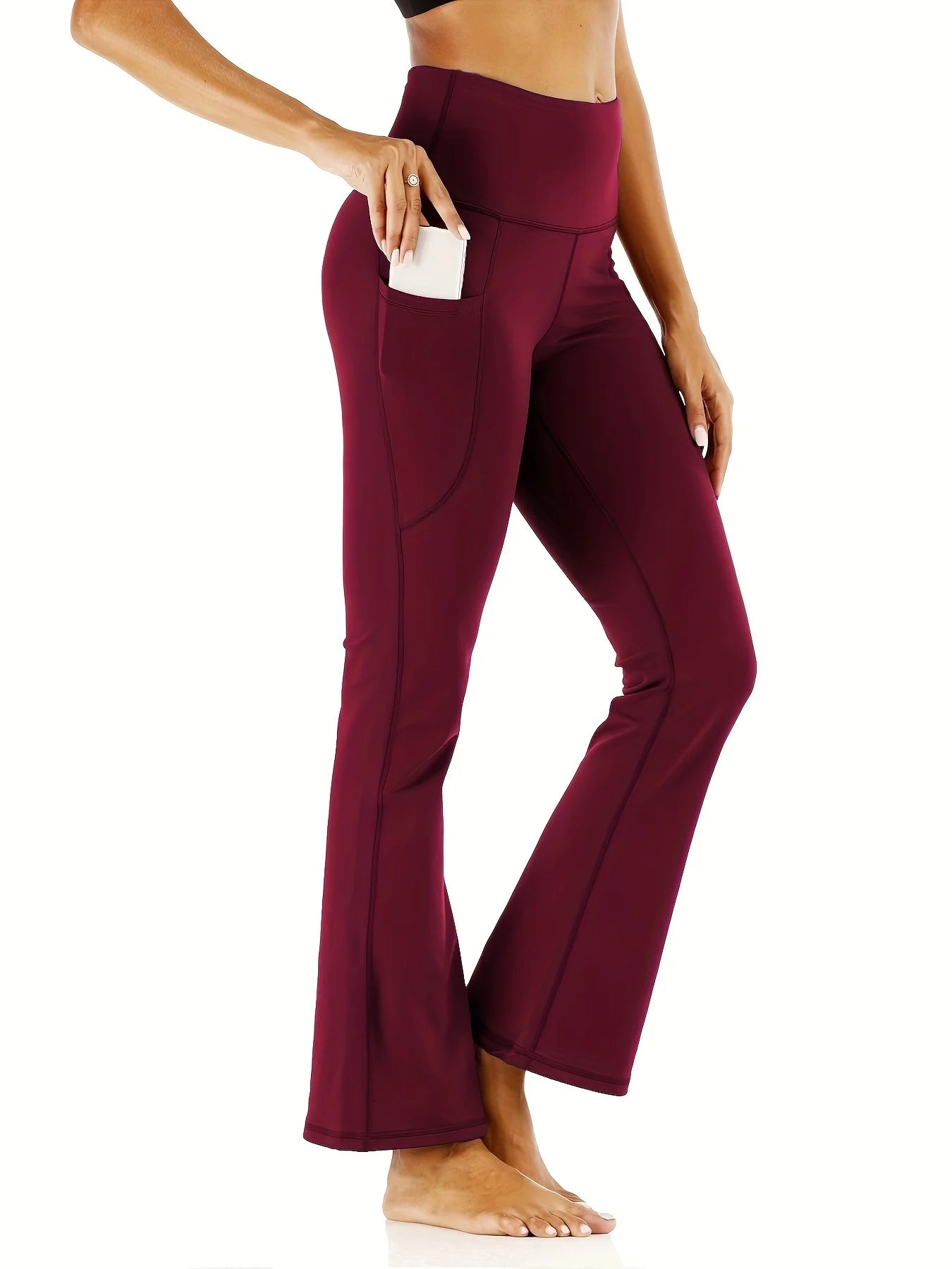High-Waisted Flare Yoga Pants with Pockets