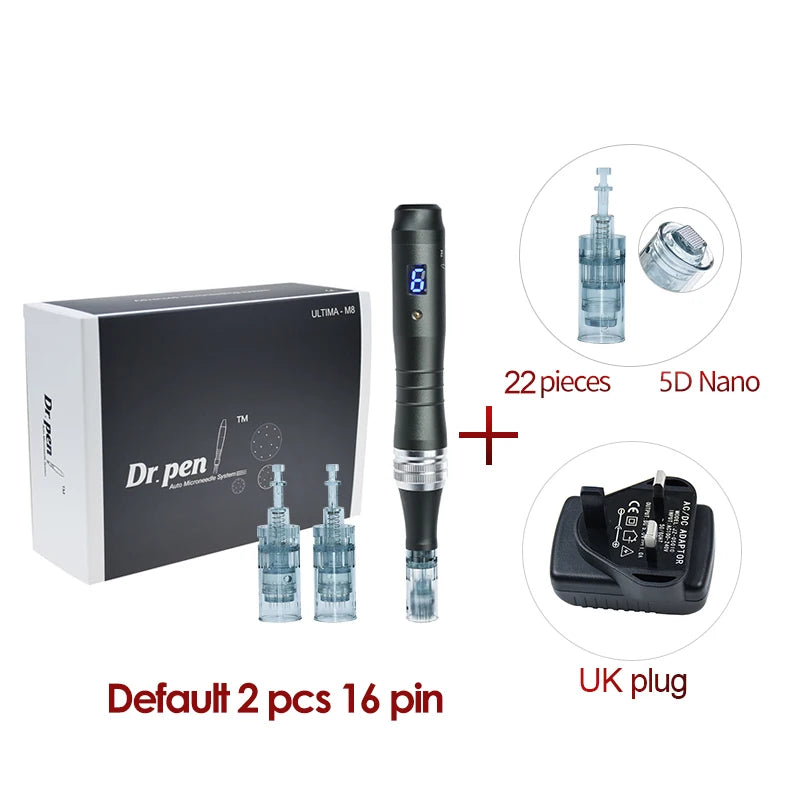 Dr pen Ultima M8 With 22 Cartridge Wireless MTS Derma Microneedle Pen Kit Professionals Use Beauty Machine Needle length 0.25 mm