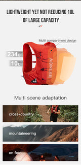 AONIJIE C9116 Unisex 10L Sports Running Backpack Lightweight Off-Road Hydration Pack for Hiking Off-road Cycling Race Marath