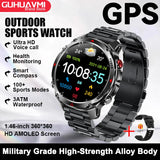 2026 New Military Bluetooth Call Smart Watch Built-in GPS Compass Barometric Altimeter 10ATM Waterproof Sports Smartwatches Men