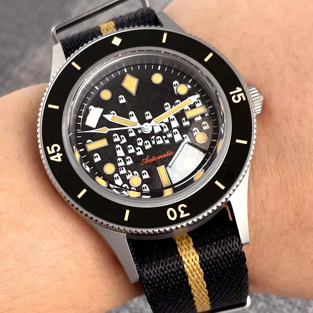 New 50 Fathoms NH35A Automatic Watch for Men Diving Swimming Sandblasting Luminous Bubble Sapphire Glass 200m Waterproof 40mm