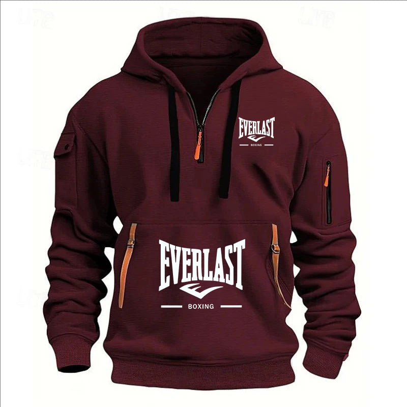 Men’s Printed Fleece Hoodie with Zipper Details