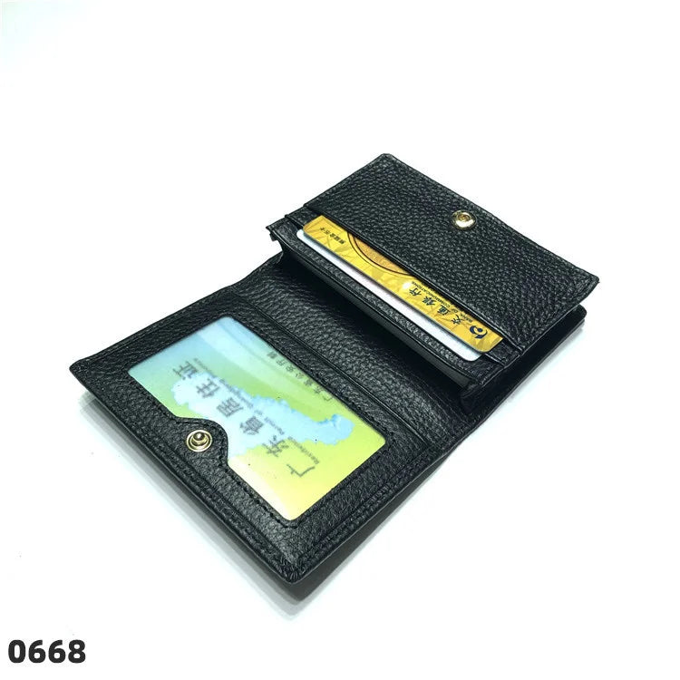 Dropshipping Custom Name Genuine Leather Men Women Business Card Holder Bifold Credit Card Case With ID Window