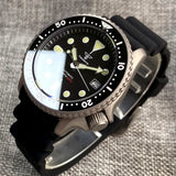 Titanium Diver NH35A Black Automatic 200M Men Watch Sapphire Glass 3.8 o'clock Date Rubber Black Ceramic Bezel