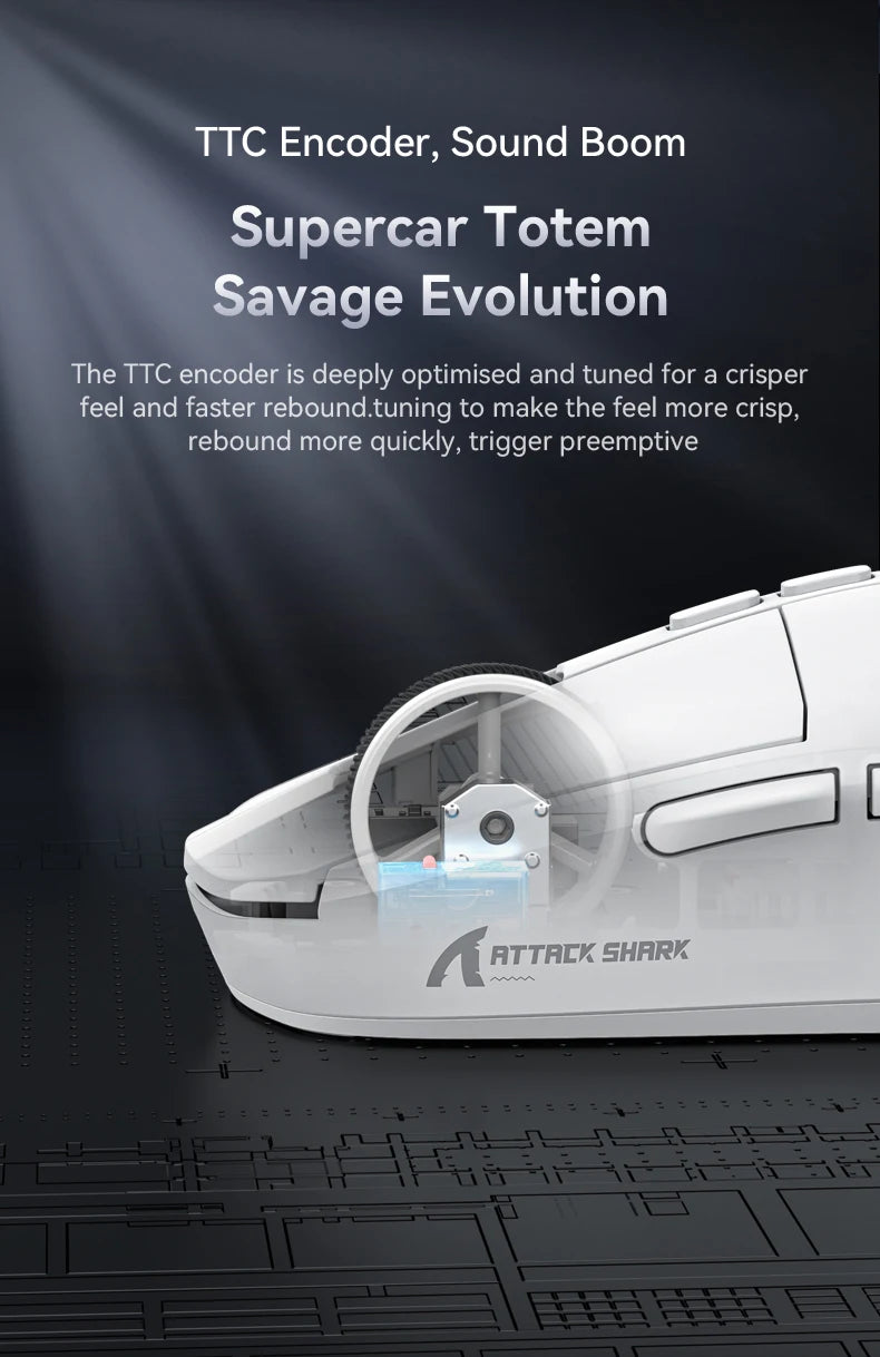 Attack Shark X6 Wireless Mouse RGB Touch Magnetic Charging Base PAW3395 Tri-Mode Connection Macro Gaming Mouse