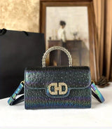 Advanced Ostrich Pattern Diamond Inlaid Women's Handbag New Fashionable High-End Shoulder Crossbody Bag